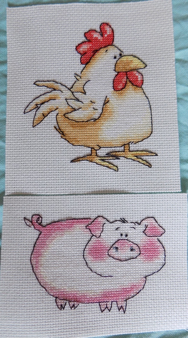 Cross Stitch Rooster & Pig